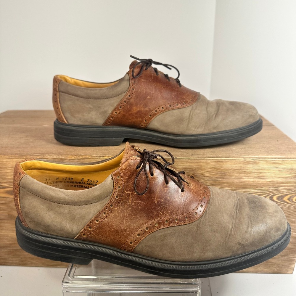 G.H. Bass Leather Oxford Saddle Shoes Mens 11 Two Tone Brogue Old Money Academia